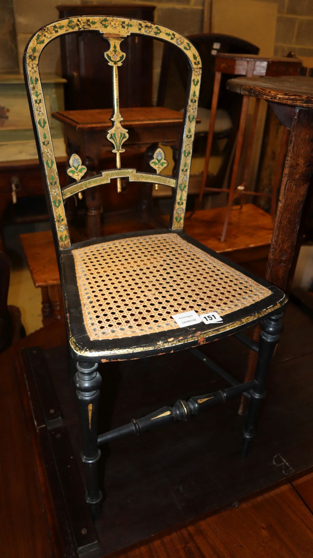A Victorian black Japanned chair
